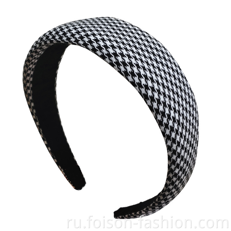 Hot Selling Classic Houndstooth Ethnic Colorful Sponge Hair Band2